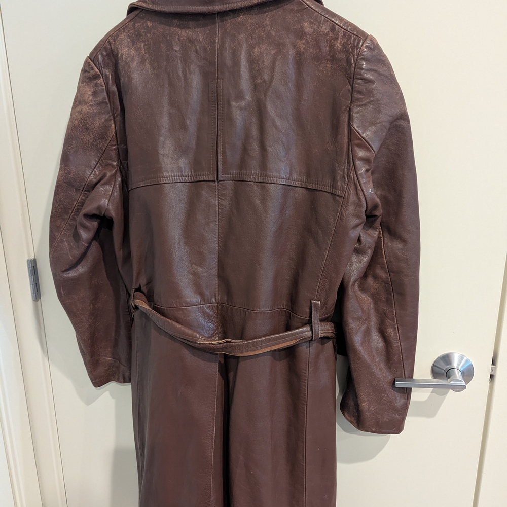 Vintage Spanish Leather Belted Trench Coat.
